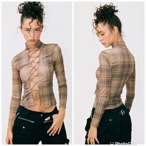 With Jean Amethyst Top in Plaid / XXS / Worn Once